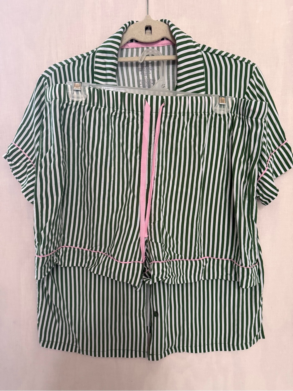 Jaclyn New York Green Striped Rayon Pajama Set L